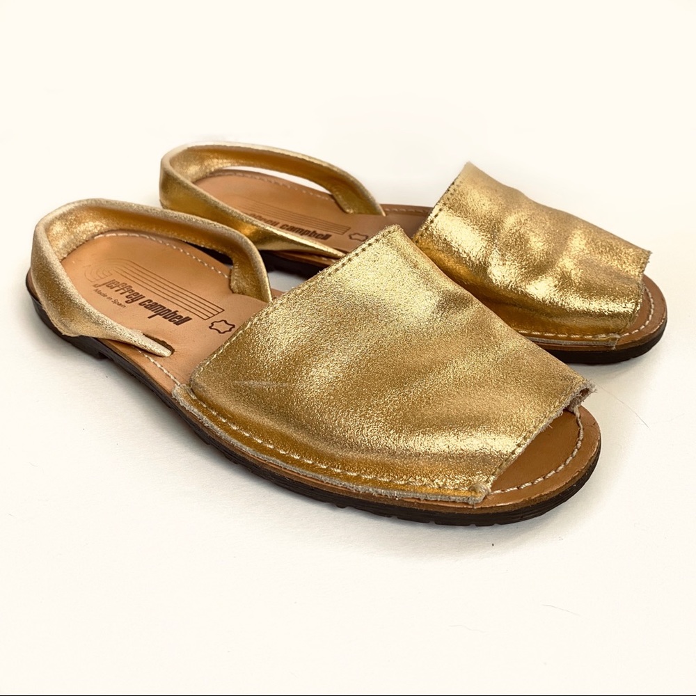 Jeffrey Campbell Ibiza Gold Sling Back Open Toe Sandals Size 6